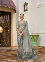 Pure Tissue Silk Grey Traditional Wear Printed Saree